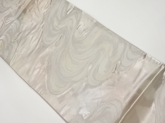 リサイクル　波に抽象色紙散らし模様織出し袋帯